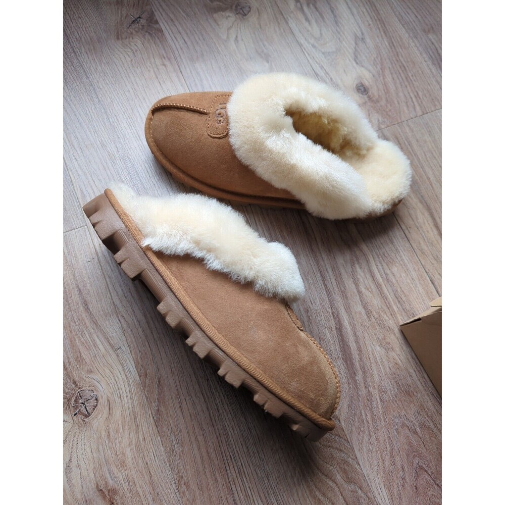 UGG Coquette Shearling Lined Slip On Slippers Chestnut Womens 7 EU 38 - Picture 6 of 11